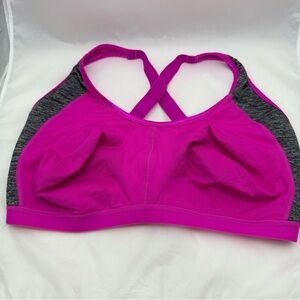 Comfort Choice Sports Bra 44G Pink Gray High Impact Wireless Plus Size